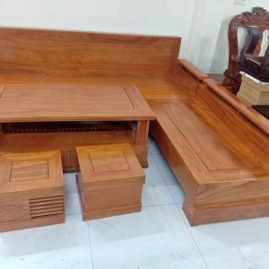 Bộ salon góc gỗ gõ đỏ kt 2mx2m3